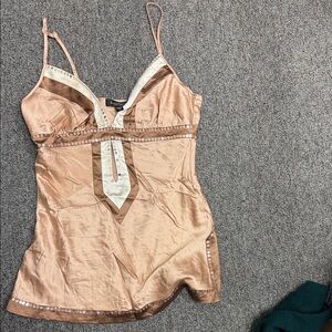Bebe Satin Camisole with Sequin Trim